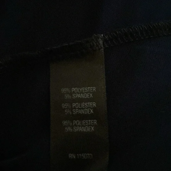 Brand New Nina Leonard Draped Sleeve Cold-Shoulder Navy Blue and White Dress - Picture 4 of 4